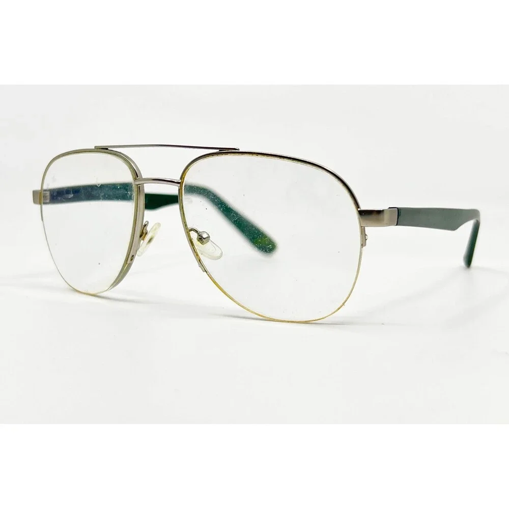 EyeBuyDirect Eyeglass Frames Mens Silver Green Aviator Hydroflux 55-17-143